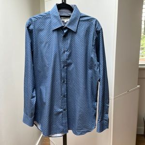 Ted Baker🇬🇧Endurance Mens Dress Shirt. Size 16 34/35 Blue & White Pattern. GUC